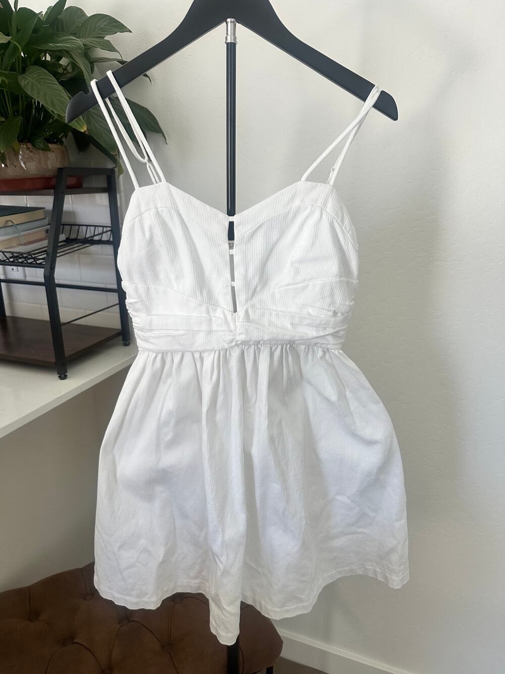 White Sundress Textured Mini Dress Coquette Bridal Euro Summer Size M
